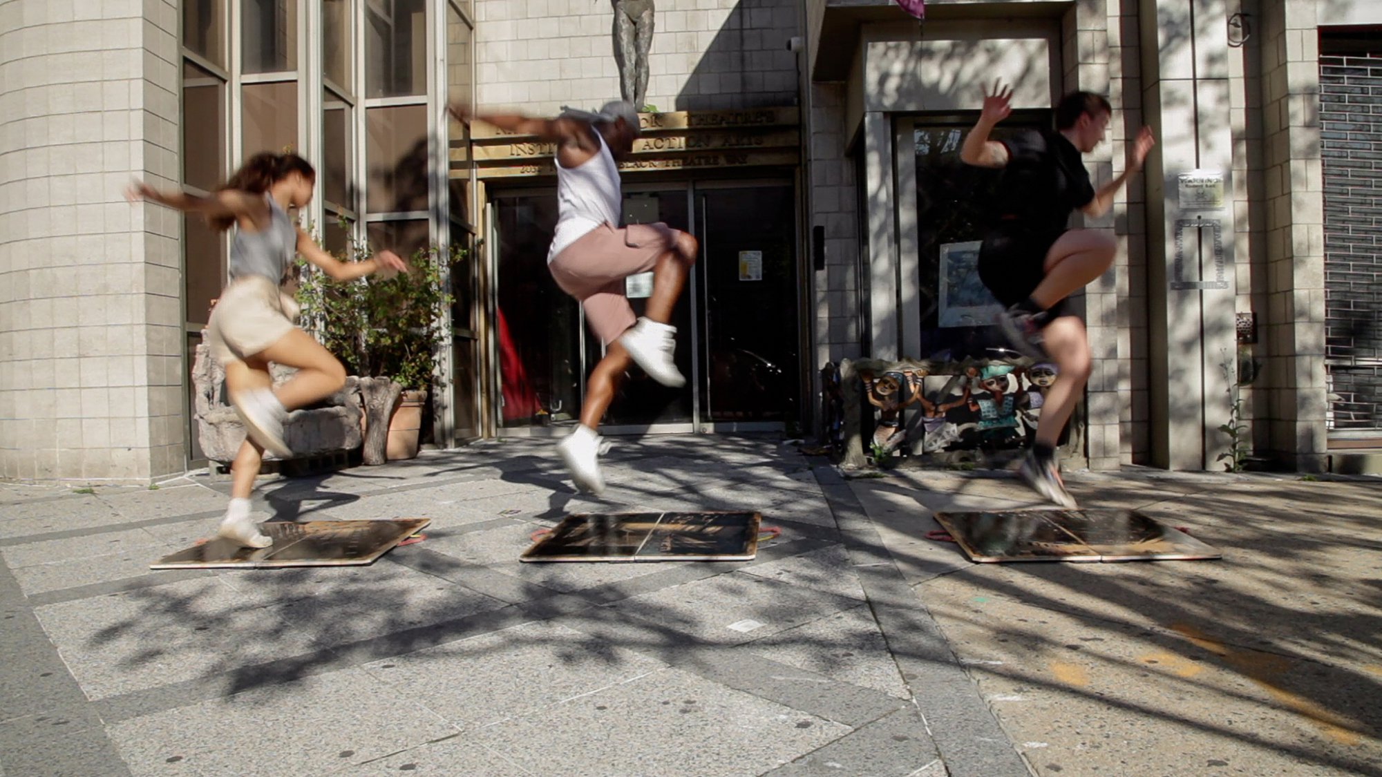 Bianca Cosentino, Emily Tellier, and Omari Wiles perform Harlem Air Shaft in Harem, 2021.