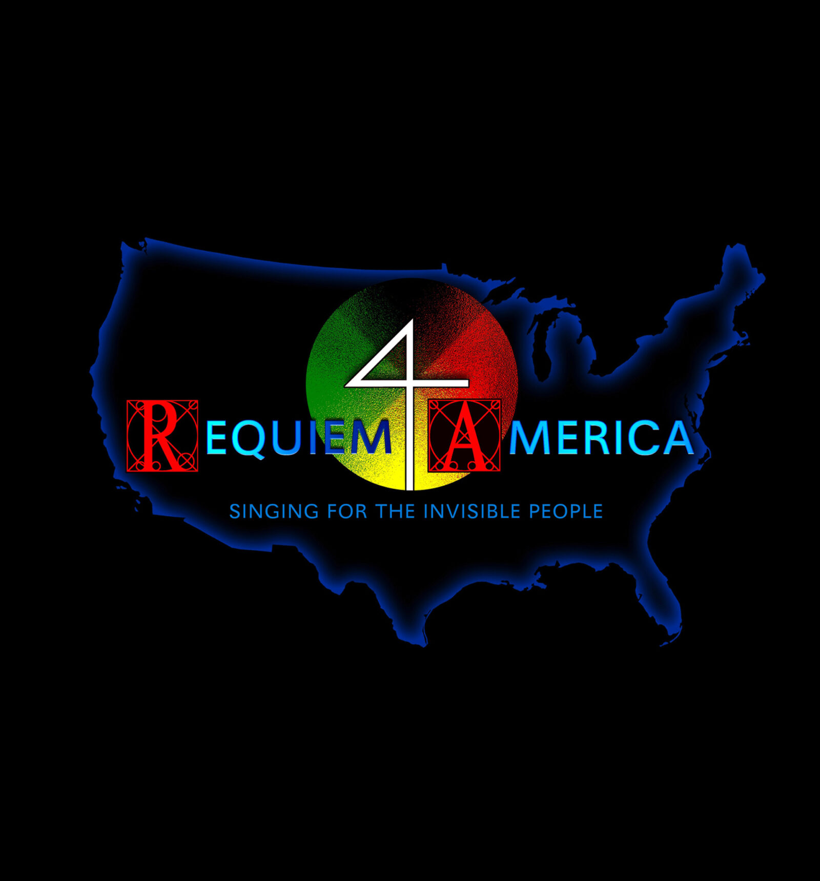 “Requiem for America” logo image is a map of America state-by-state where genocides occurred; It’s the entire American map.