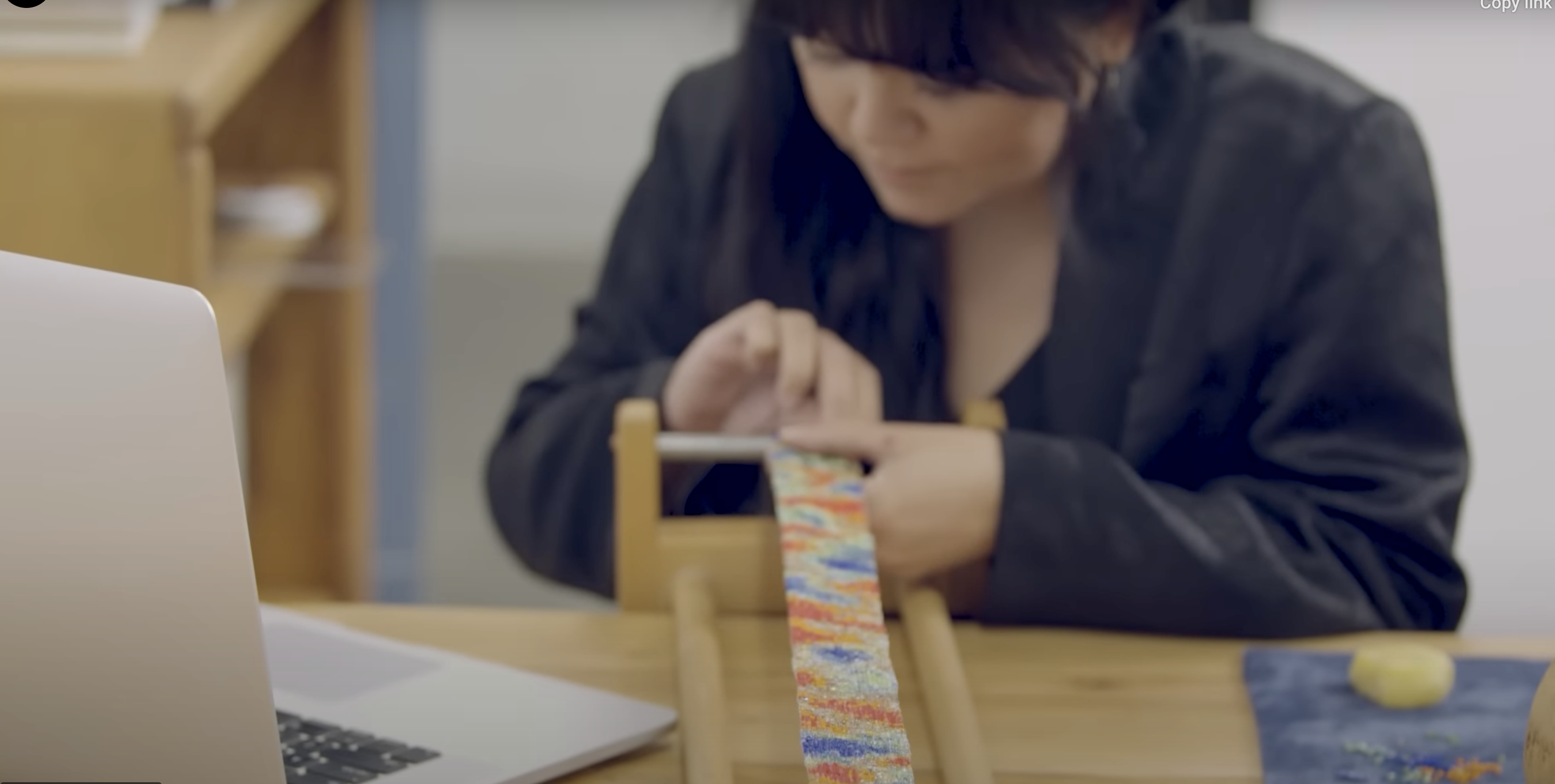 Sarah Rosalena weaving on her mother’s handloom.