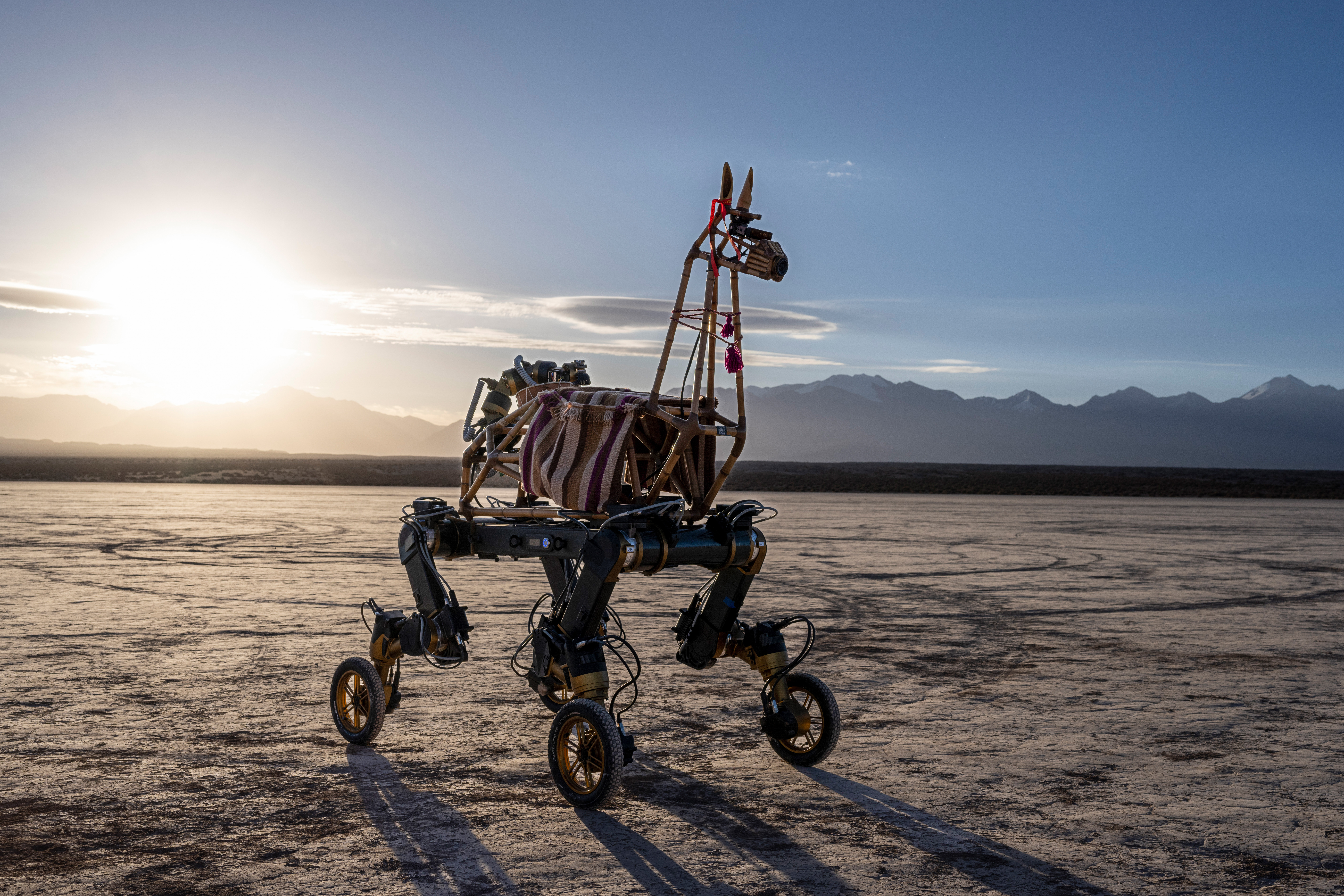 Guanaquerx robot at the Andes mountains foothills. Barreal Blanco, Argentina. Photo: Pavel Romaniko.