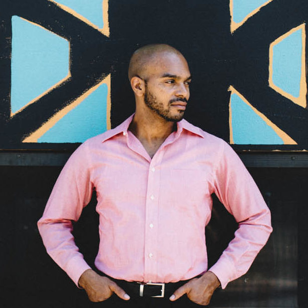 Derek McPhatter between development sessions during the 2017 Community Created Performances Initiative with the Lyric Opera of Chicago. Photo by Jaclyn Simpson.