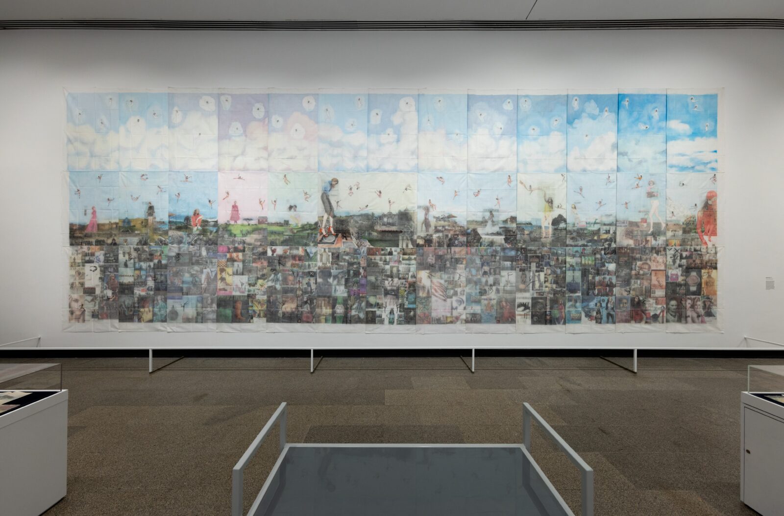 Jesse Krimes, Apokaluptein:16389067, 2010–2013. Cotton sheets, ink, hair gel, graphite, gouache. Overall: 15 x 40 ft (4.6 x 12.2 m). Courtesy of the artist and Jack Shainman Gallery.