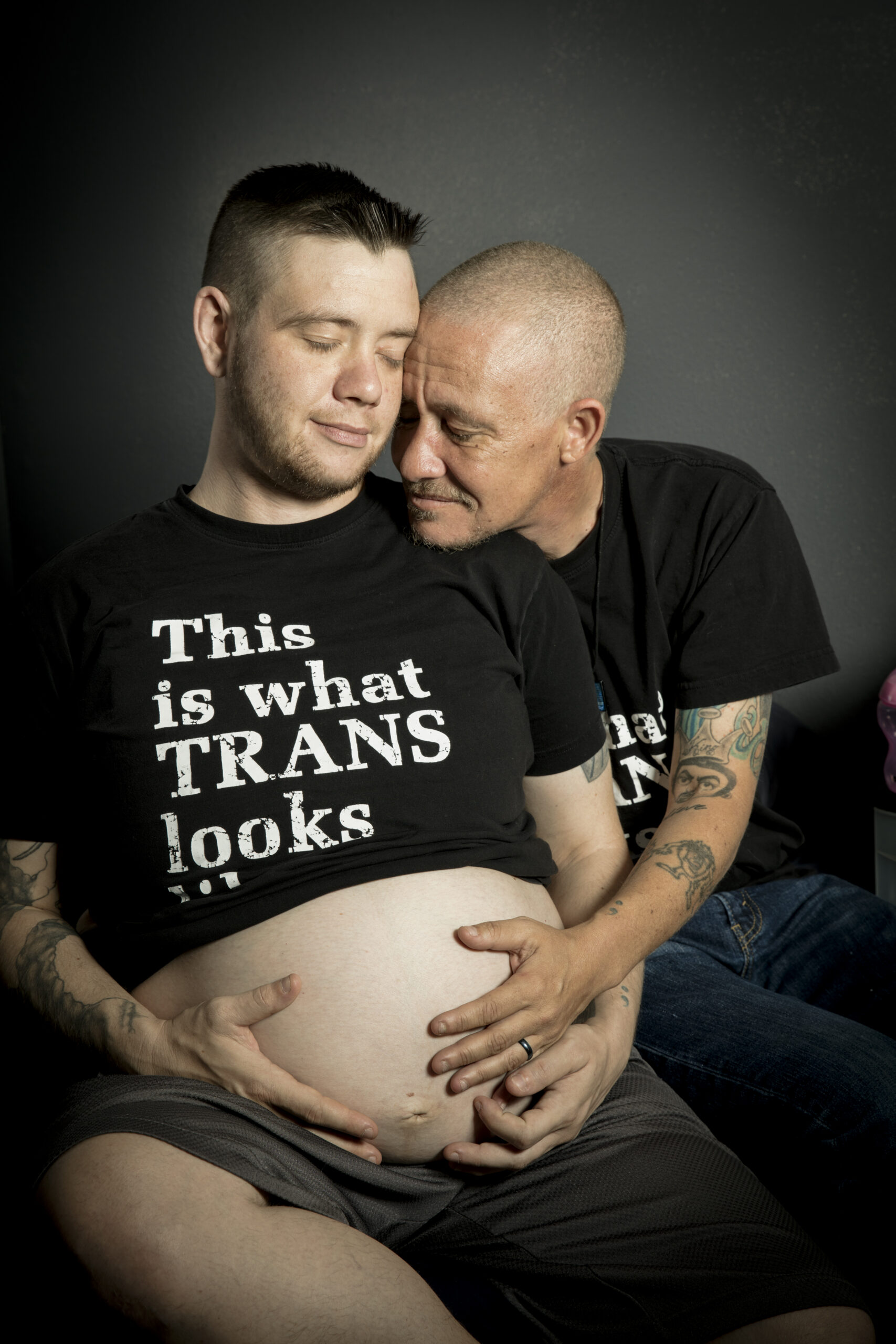 Owen William Elliot Miller and Blue Montana. Owen pregnant and experiencing contractions before the birth of their child, Finley