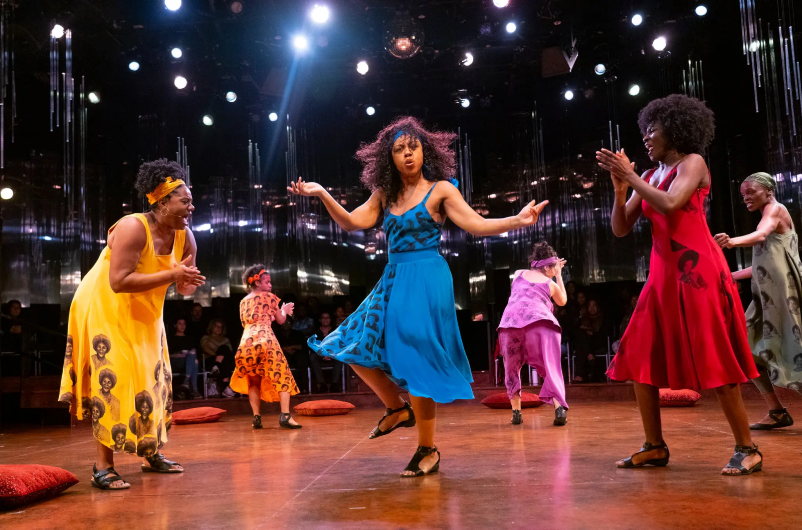 Performance still of "for colored girls who have considered suicide/ when the rainbow is enuf," which includes Creative Capital Awardee Okwui Okpokwasili and features original music by Awardees Martha Redbone and Aaron Whitby.