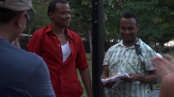Actor LeRoy McClain and Director Rodney Evans on the set of The Happy Sad