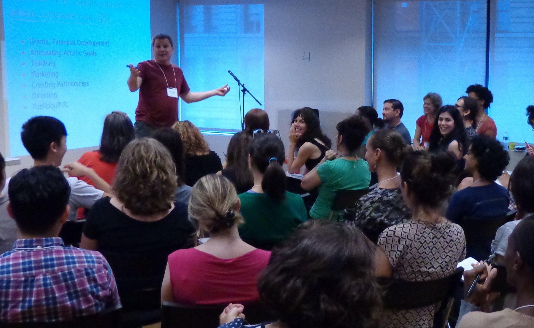 Kirby Tepper leads a Verbal Communications Workshop at the 2013 Artists Summer Institute