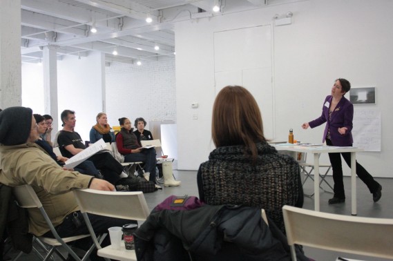 Amy Smith energetically leading the Financial Literacy Workshop at Chicago Artists Coalition