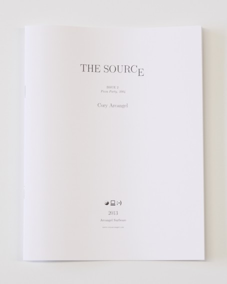 Cory Arcangel, "The Source - Pizza Party," 2013. Zine featuring the source code and interview relating to Arcangel and Michael Frumin's 2004 software, "Pizza Party."