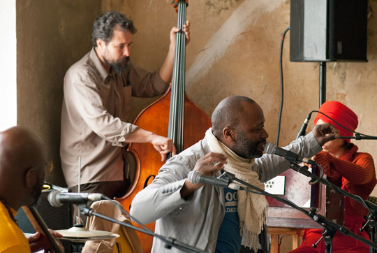 Theaster Gates performs "12 Ballads for Huguenot House" in 2012 at dOCUMENTA (13) in Kassel, Germany 