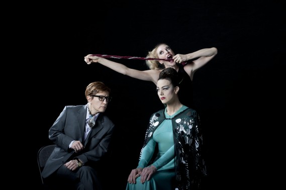 Lisa Kron (left) as Walter Terry with Richard Move (right) as Martha Graham at New York Live Arts, 2012