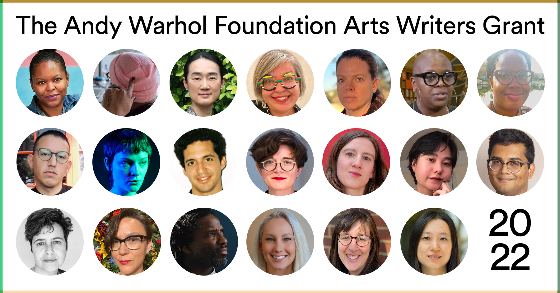 The Andy Warhol Foundation Arts Writers Grant Announces 2022 Grantees   AWgraphic All Headshots 2022 