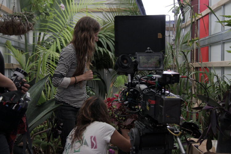 Alison filming plants.